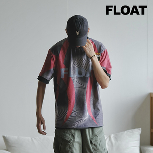 T恤 户外足球运动波纹拼色复古球衣短袖 FLOAT夏季 新款