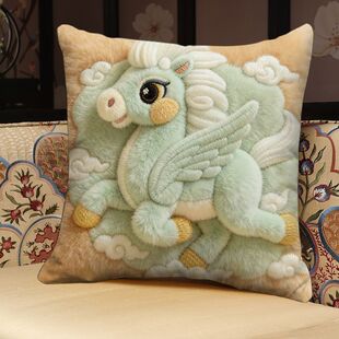 沙发靠背上的摆件2026春晚吉祥物抱枕平面印花装饰品家居新年沙发