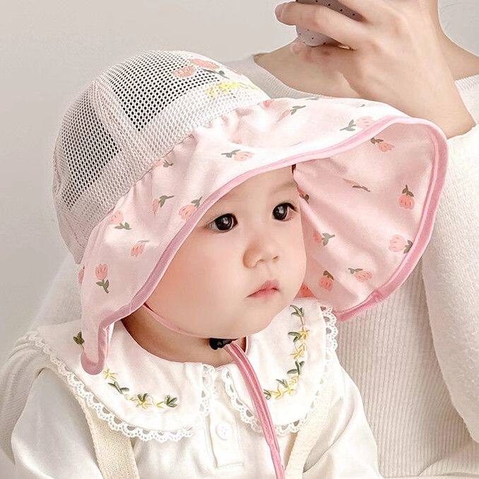 夏天帽子男童宝宝帽子大檐春夏婴幼儿鸭舌帽夏季男女儿童大帽檐网