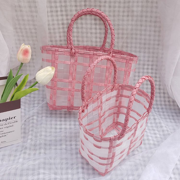 洗澡专用手提篮洗澡篮女手提包洗浴包透明沙滩野餐田园编织包手提