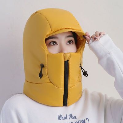 棉帽子男款羽绒帽冬天羽绒棉防风骑行防寒加绒厚头套电动车保暖神