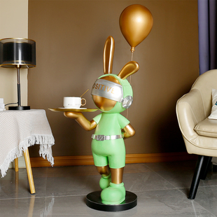 气球科技兔大型落地摆件太空兔橱窗客厅卧室电视柜 直播秒杀