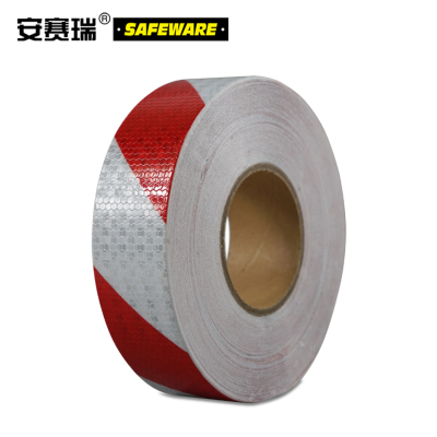 安赛瑞 反光警示胶带（红/白）50mm×50m条纹反光标线胶带 14359