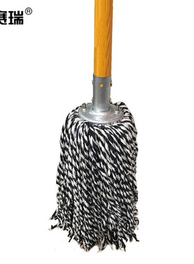 安赛瑞 木杆棉线拖把 老式墩布尘推圆头可悬挂 700571