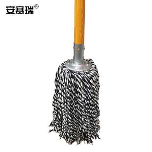 安赛瑞 木杆棉线拖把 老式墩布尘推圆头可悬挂 700571