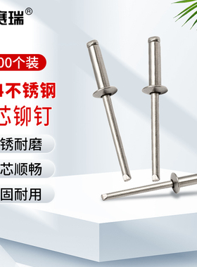 安赛瑞 抽芯铆钉（500支装）304不锈钢拉铆钉  4×16mm M000093包