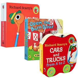 英文原版绘本Lowly Worm Word Book 0-3岁低幼认知启蒙绘本图画书Richard Scarry's斯凯瑞幼儿初级阶段词汇单词启蒙纸板书机关书