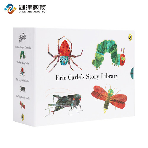 点读版 Eric Carle Story Library 4册盒装 英文原版绘本 艾瑞卡尔故事绘本 儿童英语启蒙昆虫系列纸板书 支持好饿的毛毛虫点读笔