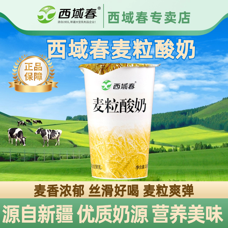 新疆西域春麦粒酸奶180克*12杯整箱营养美味饱腹代餐燕麦风味酸奶