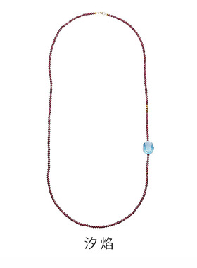 天然石榴石海蓝宝项链女款锁骨链简约百搭饰品礼物送女友闺蜜