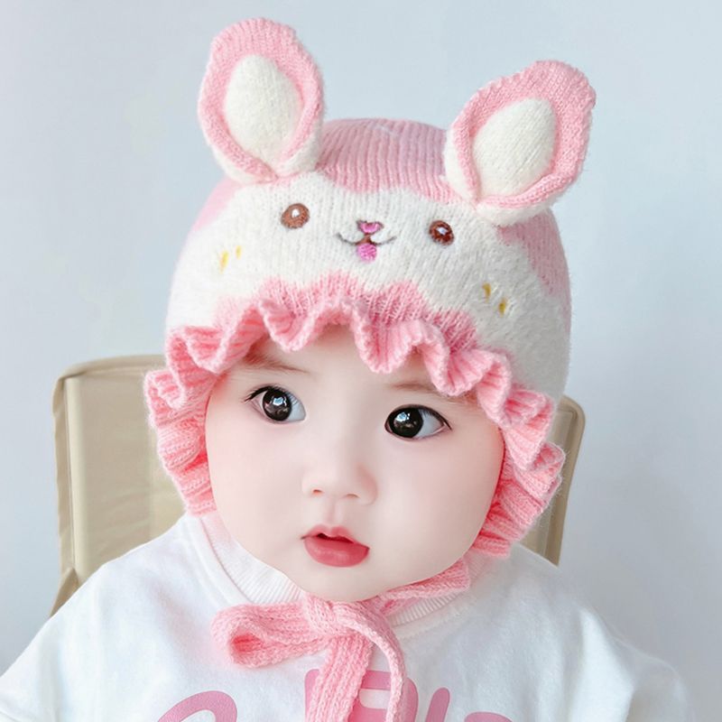 洋气好看的宝宝帽子婴儿帽子秋冬季护耳帽可爱超萌针织保暖加厚婴