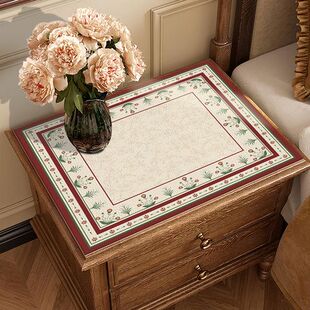 桌布女生卧室美式床头柜垫子盖布边几垫方巾轻奢防水高级感免洗皮