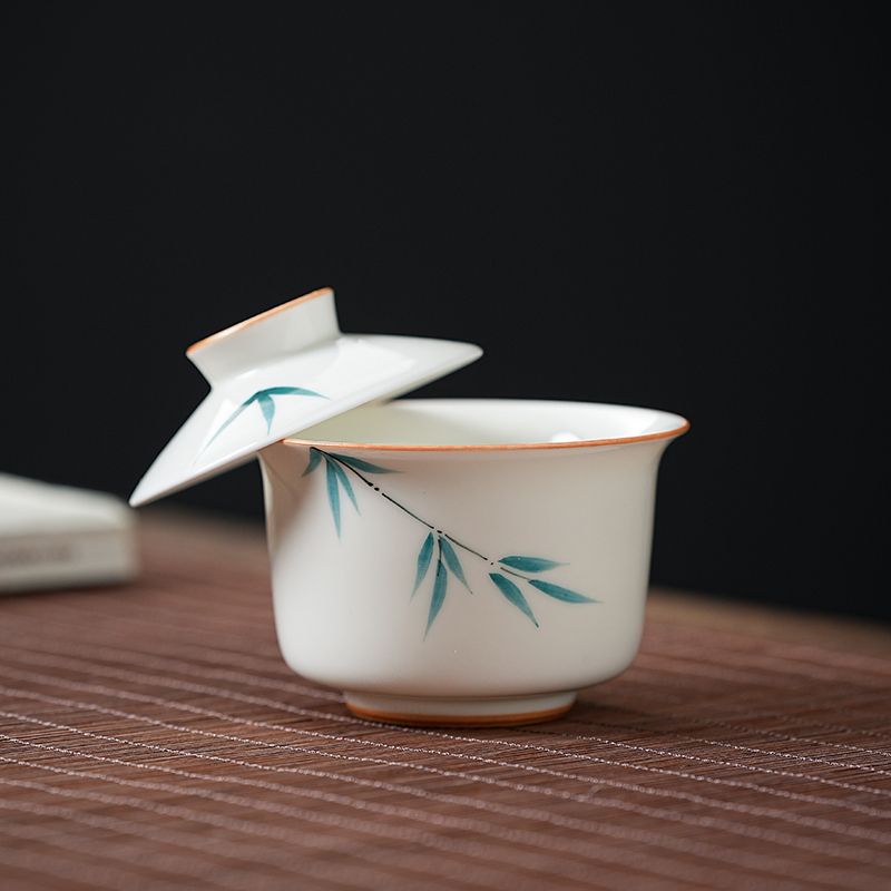 一人独饮茶具手绘草木灰