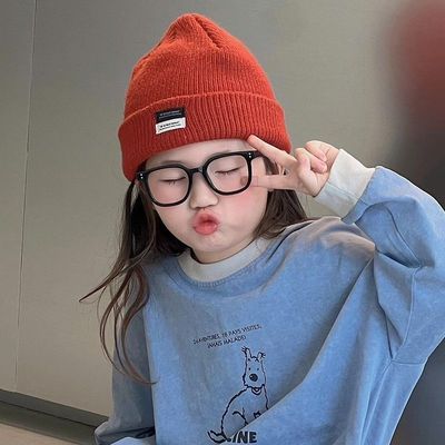 眼镜框镜架自己换儿童框架眼镜无镜片方形眼镜框小朋友无框眼镜凹