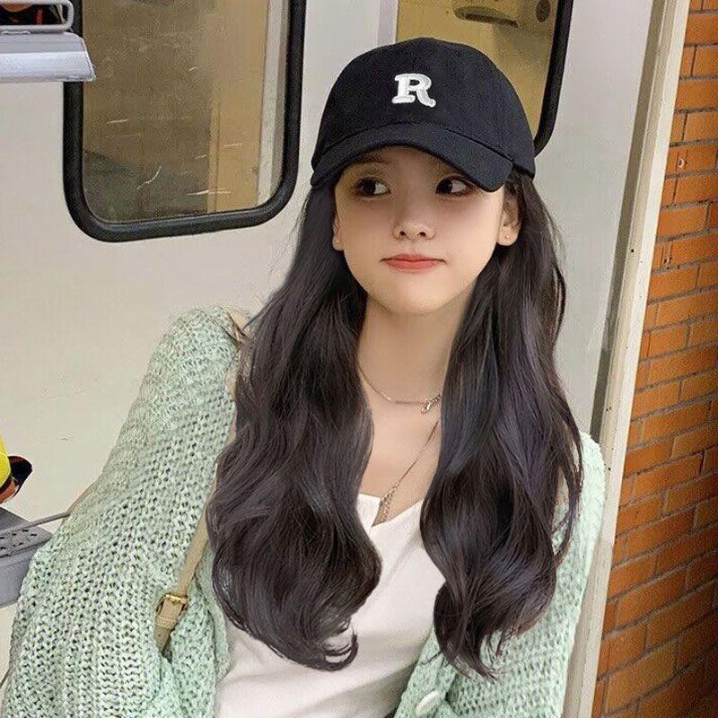 德国精工假发帽子一体鸭舌帽R2022年时尚新款网红气质秋冬字母女