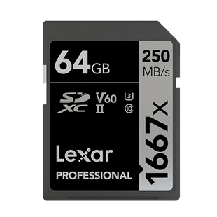 Lexar/雷克沙 64G SD卡 250mb U3 V60 4K高速单反微单相机内存卡