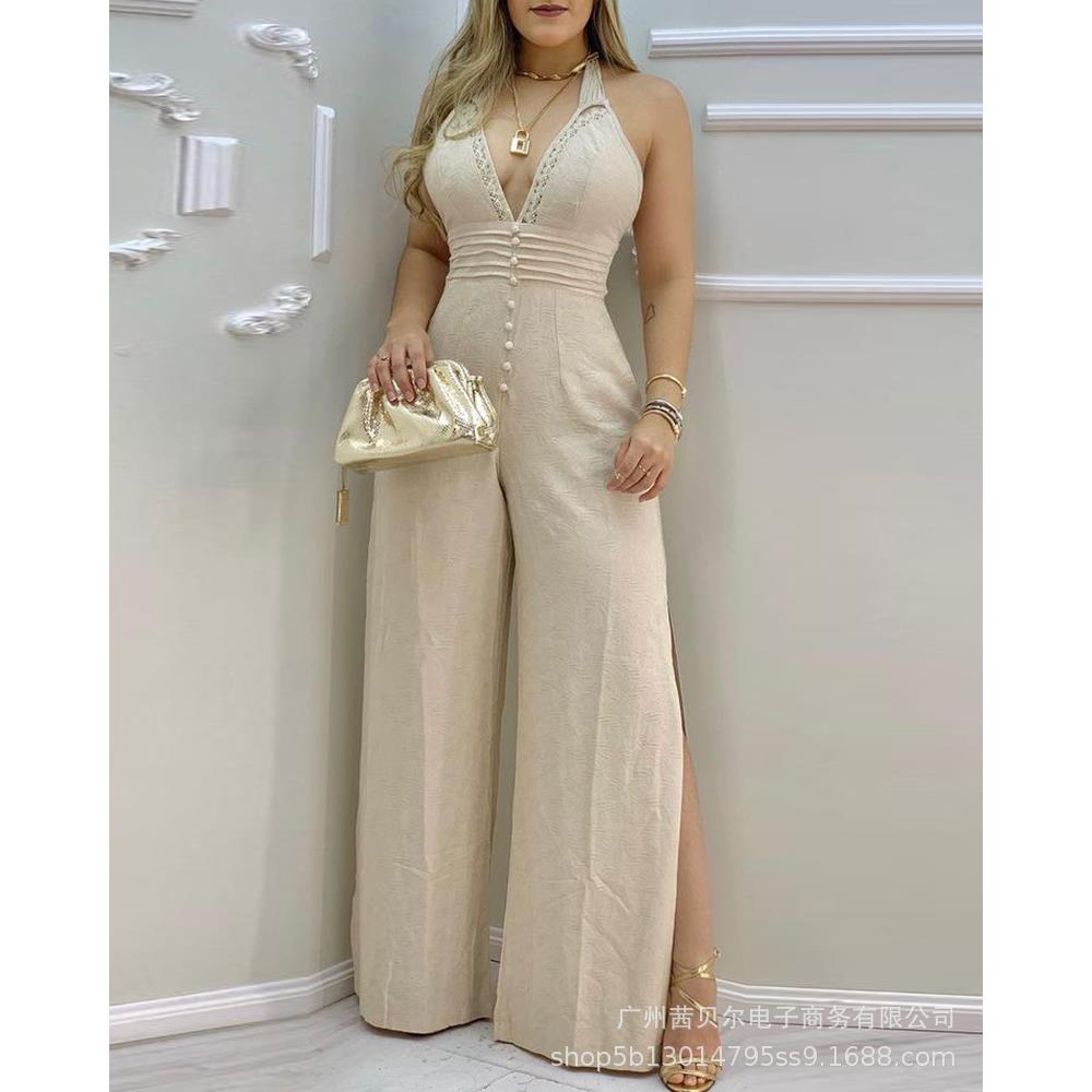 Womens Beach Casual Summer New Style -Piece Jumpsuit Mink