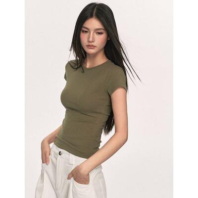 43021GD Garment Dye Cap Sleeve Rib Shirt Baby T