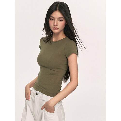43021GD Garment Dye Cap Sleeve Rib Shirt Baby T