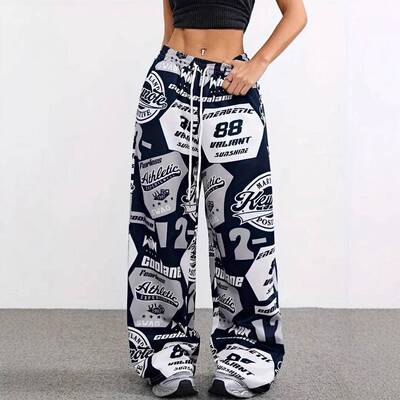 Womens Pants Casual Vintage Street Camo Print Knit