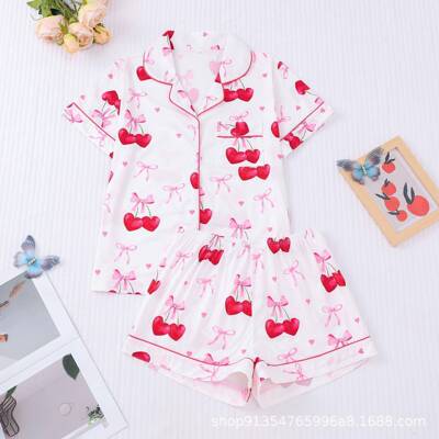 Women Over Lemon Print Shirt Elastic Waist Shorts Pyjama Two