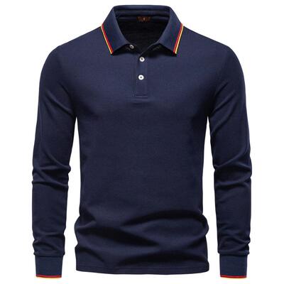 Sleeve Polo Shirt Men Edge Details Casual Everyday Wear