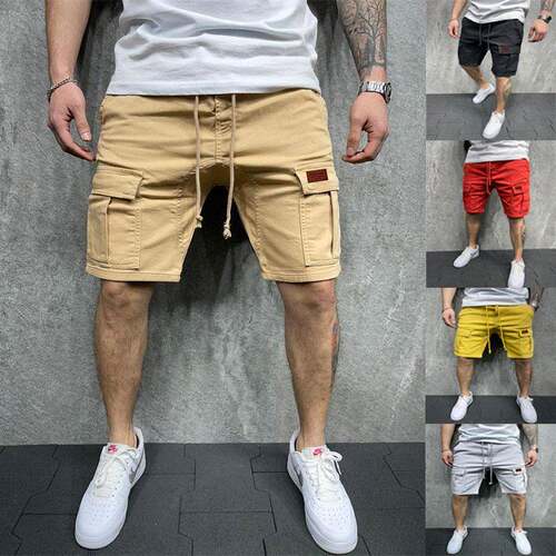 Mens Shorts Cargo With Drawstring Waist Utility Pocket