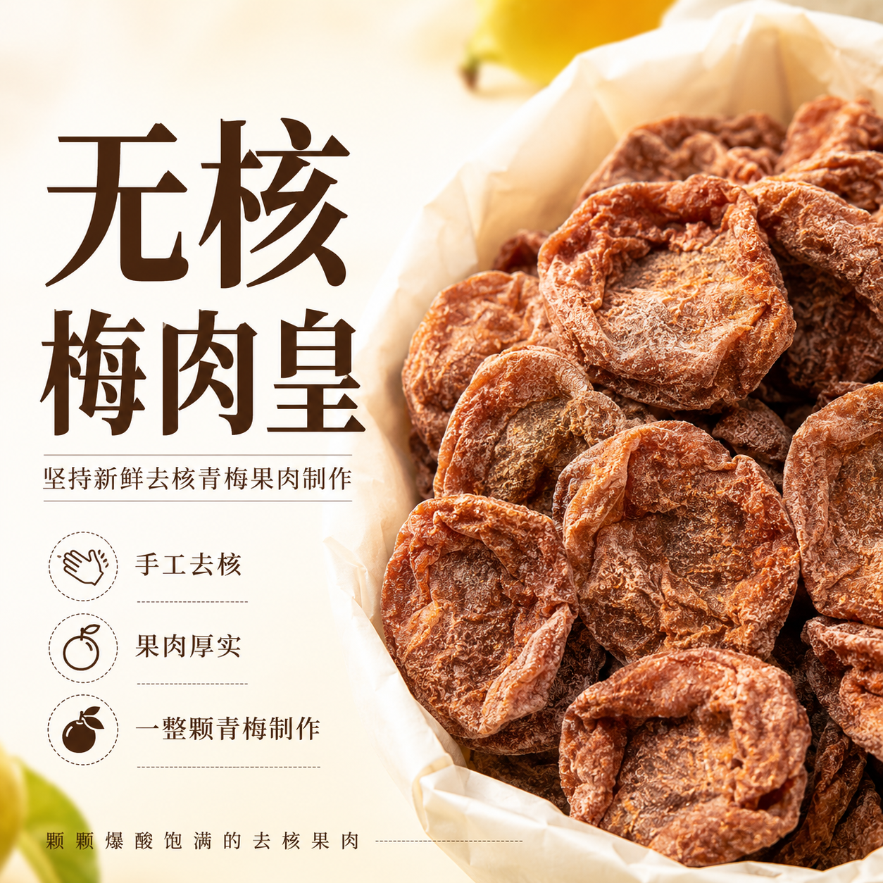 【原粒超大片】无核话梅肉酸甜咸梅子零食泡水蜜饯果脯广东特产