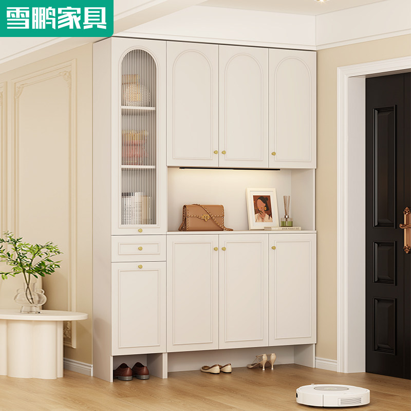 轻法式奶油风入户门厅柜家用鞋柜玄关柜一体靠墙门口储物柜6N55