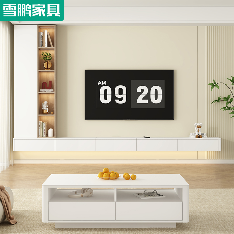 雪鹏家具悬空电视柜支持定制