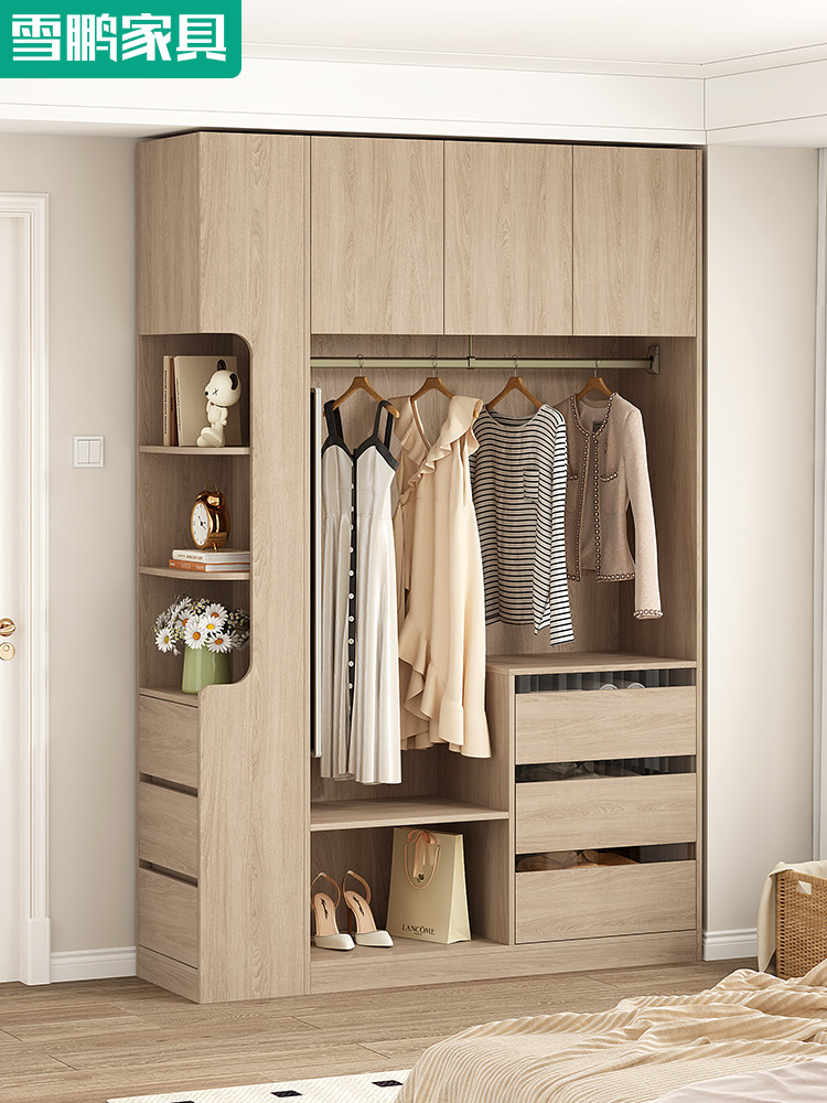 家用卧室靠墙衣柜斗柜一体收纳柜儿童落地挂衣架穿衣镜衣帽架6A80,住宅家具,独立衣柜,淘宝优惠券,粉丝福利购,淘宝优惠卷