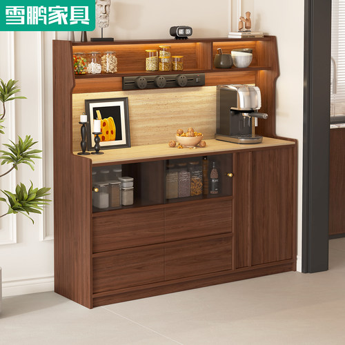 实木新型餐边柜岩板储物柜茶水柜