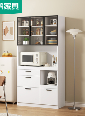 简约厨房餐柜饭厅柜橱柜碗盘柜微波炉柜子定制一体收纳柜6G237