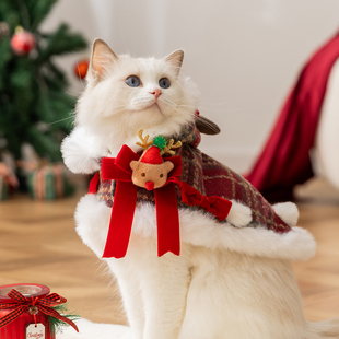 圣诞系列猫咪衣服冬季披风毛衣斗篷绒衣保暖防掉毛马甲宠物猫衣服