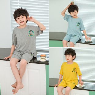 空调服睡衣睡裤 男童莫代尔睡衣套装 家居服男孩子短袖 薄款 儿童夏季