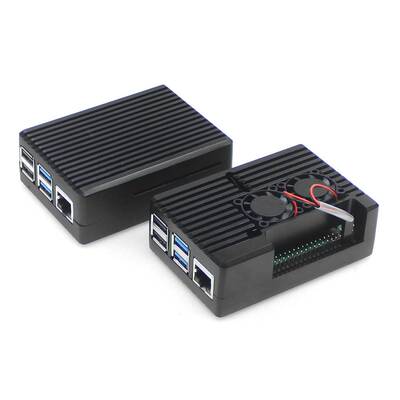 树莓派4代RaspberryPi4B铝合金外壳主板双风扇散热保护壳盒子