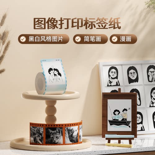 精臣B21Pro/B1Pro/B2Pro专用彩色图像相片照片标签打印纸防水不干胶卡贴冰箱贴留言备忘便利贴复古手账素材