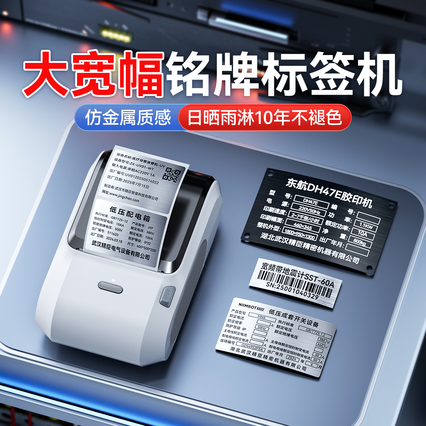 精臣M3仿金属铭牌打印机拉丝银热转印工业级固定资产设备标识标签贴防水哑银亚银名牌标牌电表合格证配电箱柜