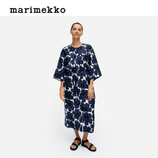 度假直筒收腰连衣裙 Marimekko2024春夏新款 Unikko游霓可印花