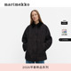 新年礼物Marimekko黑色印花外套直筒版 纽扣防风大衣26早春新款