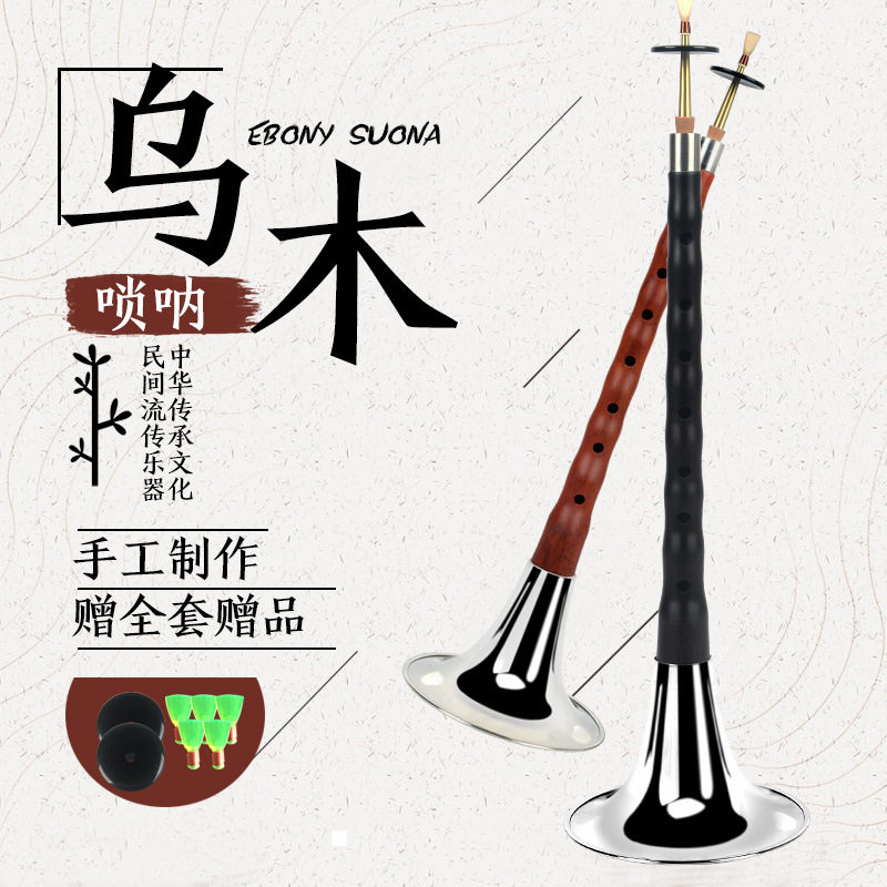 乌木黑檀木唢呐服务乐器全套初学者专业民间喇叭大小号bcefg调d调