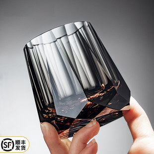 轻奢高级感K9水晶玻璃洋酒杯礼盒家用江户切子杯威士忌酒杯子送人