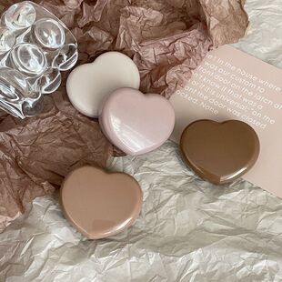 隐形眼镜便携盒复古咖啡奶茶色爱心~少女心隐形眼镜盒便携式美瞳