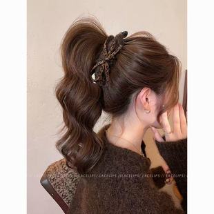 适合扎高马尾的头饰豹纹蝴蝶结毛绒香蕉夹抓夹女高马尾发夹2026新