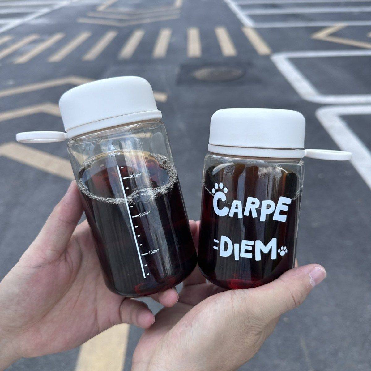 女士随身携带小水杯爆款女生杯子ins高颜值塑料透明茶杯便携带初