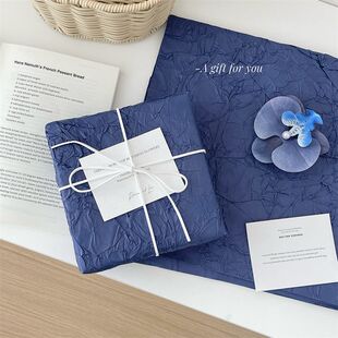 烟香包装纸蓝色系送男友~高级感克莱因蓝石纹纸烟盒包装礼物包装