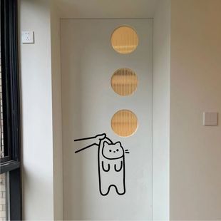 厕所门贴纸图案可爱猫咪玻璃门贴纸防撞创意厨房间推拉移门贴宠物