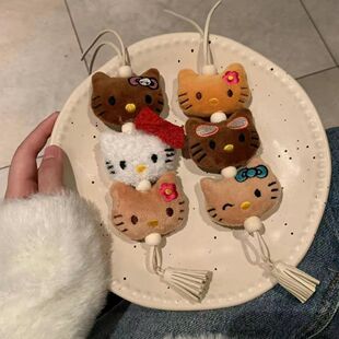 包上的装饰小挂件手工自制猫包包挂件 蝴蝶结猫钥匙扣花朵