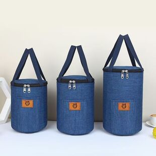 装保温桶的手提袋饭盒手提包圆形保温袋铝箔加厚便当包上班族学生