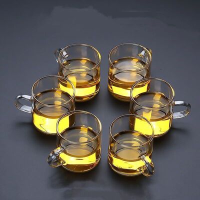 特小迷你小水杯玻璃小茶杯家用简约透明耐热加厚品茗杯功夫茶具带